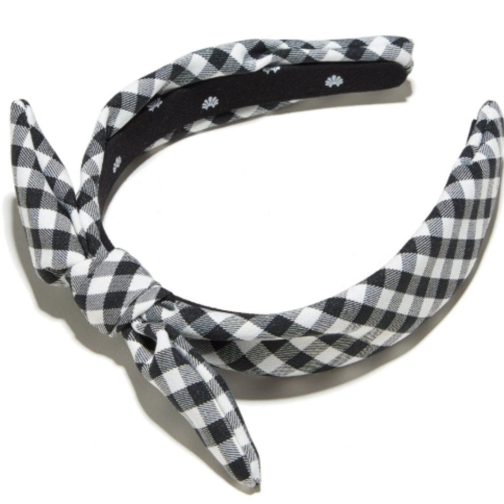 Lele Sadoughi Black Gingham Bow "Slim" Headband